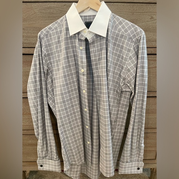 DAVID DONAHUE Trim Fit French Cuff Dress Shirt Size 15.5 - 34/35 - Picture 1 of 5